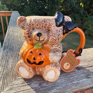 NEW Pumpkin Teddy Bear Ceramic Mug Halloween